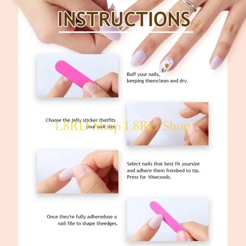 L8RD 24 Pcs Press On Nails Set Almond Acrylic False Nails Manicure for Women