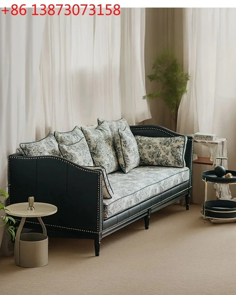 

Small apartment fashion French retro sofa American fabric Nordic living room designer style high-end fashion