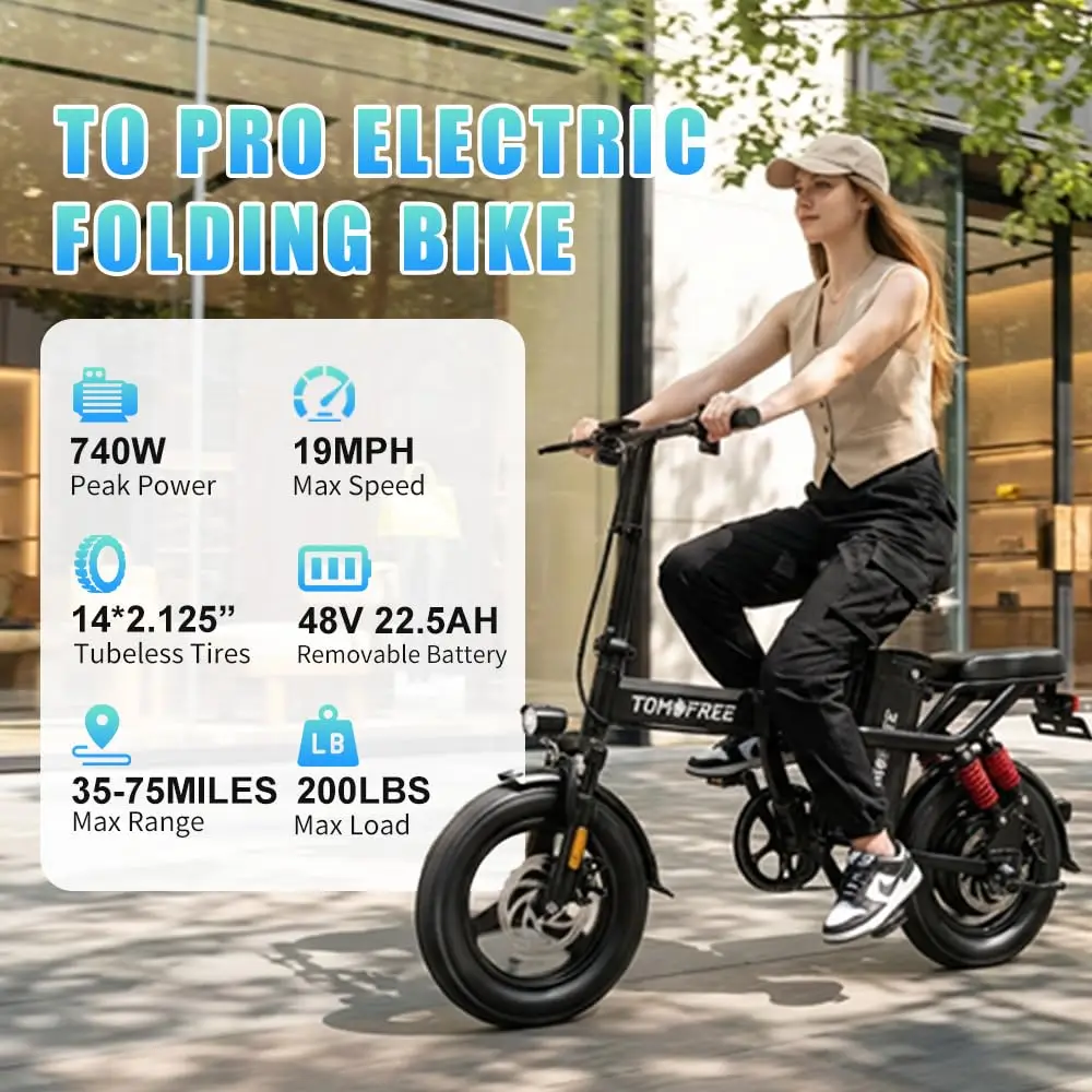Folding Electric Bike for Adults & Teens, 14