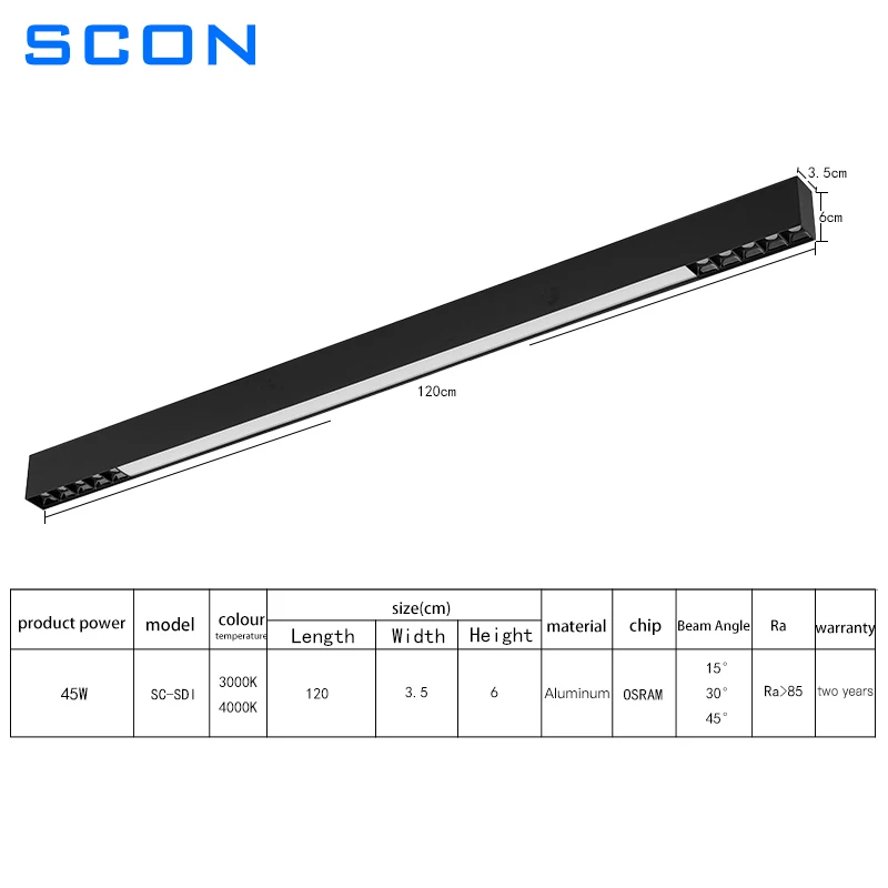 SCON 120cm surface mounted LED line light bar creative linear  long strip office  corridor lamp ceiling & hanging line lamp