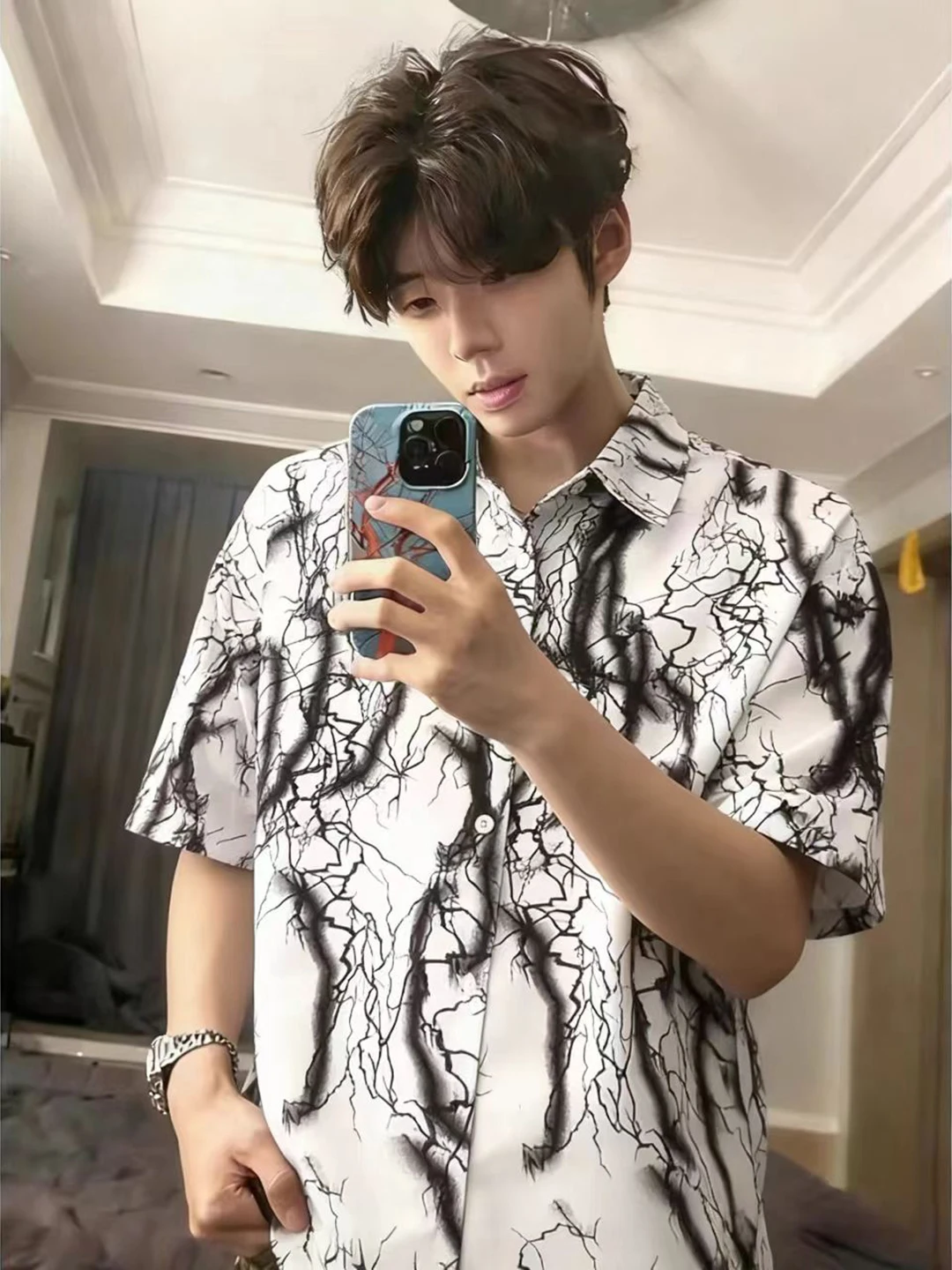 Lightweight Ice Sensation Men's ort Sve irt Tie Dye Cleanfit Summer Casual Loose Fit Breathable Comfortable Ciwalk