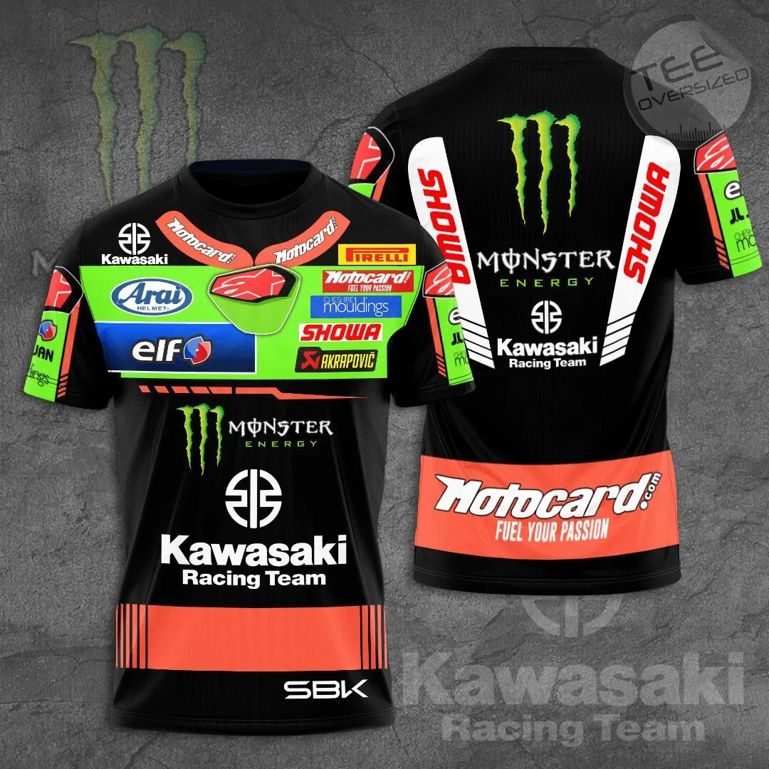 

Kawasaki Motorcycle Racing 2025 New Men's Summer 3d Printed Round Neck T-Shirt Women's Children's Street Sports Fashion Top Tee