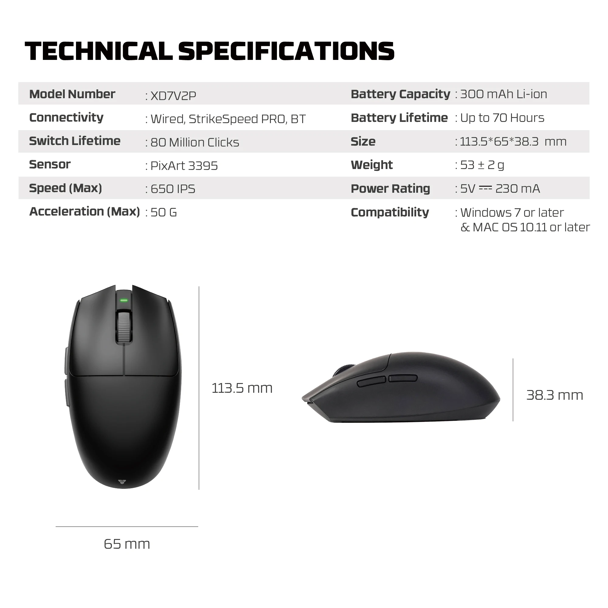 FANTECH Aria ll PRO XD7V2 Professional Ultralight Gaming Mouse