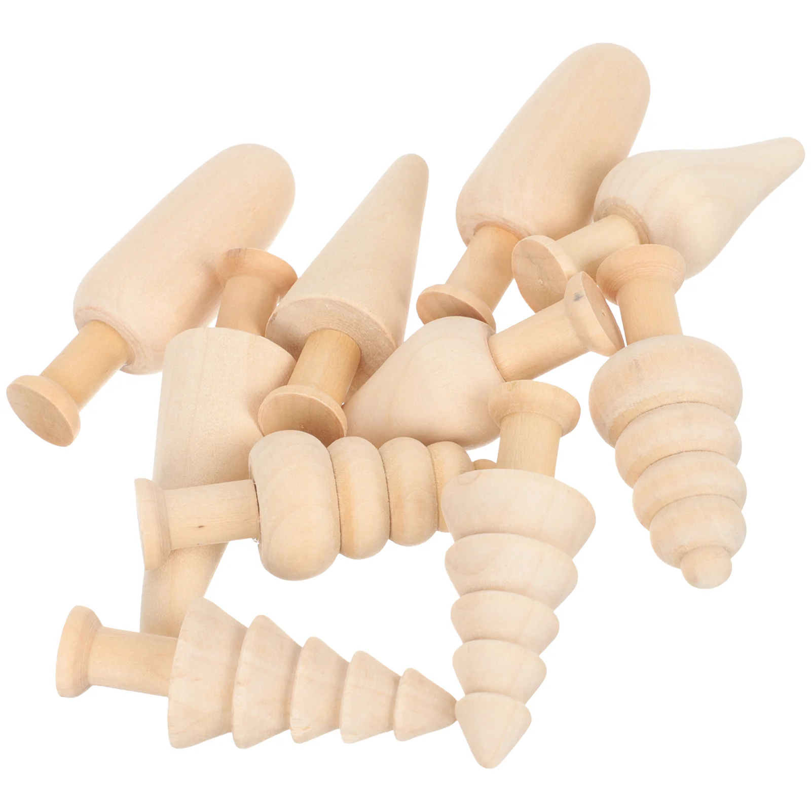 10 Pcs Mushroom Small Wooden Toddler Child Toy Mini 75x25cm Lotus Tree Unpainted Model