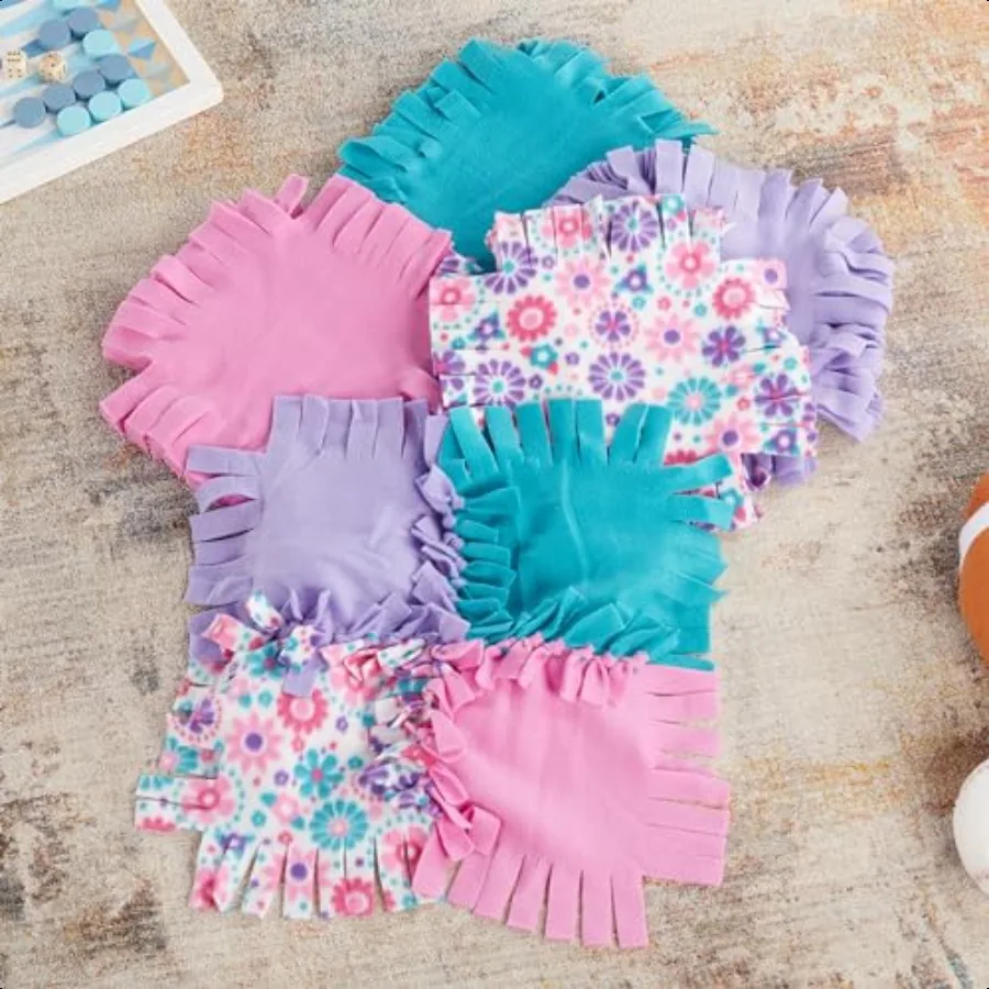 Created by Me Flower Fleece Quilt NoSew Craft Kit 48 carrés 4 pieds x 5 pieds
