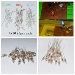 25pcs Neon Bulb Indicator Lamps 4mm Red Green Blue Neon Light Sign 4X10 Resistance Neon-Light