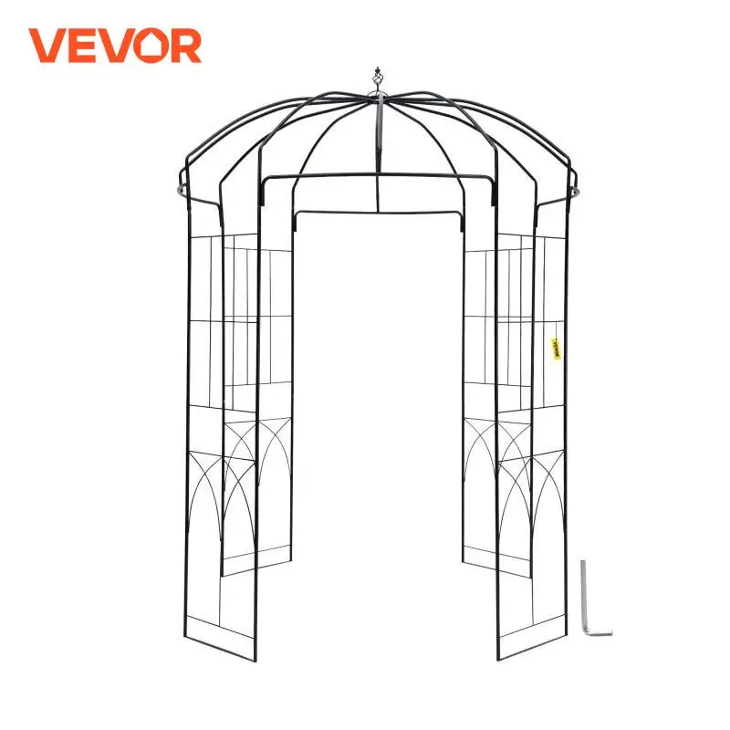 VEVOR Birdcage Shape Gazebo Pergola 8\' x 5.2\' / 9\' x 6.6\' for Wedding Outdoor Garden Black / White Garden Structures & Shade