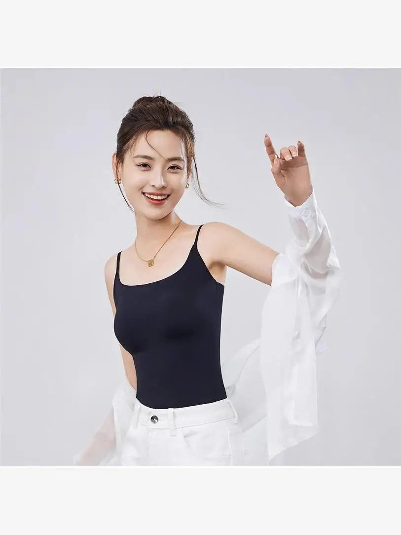 Gilet con cinturino per t-shirt alla moda casual Imbottitura per il torace integrata da donna Bellissimo intimo Ba Top con base interna anti-luce