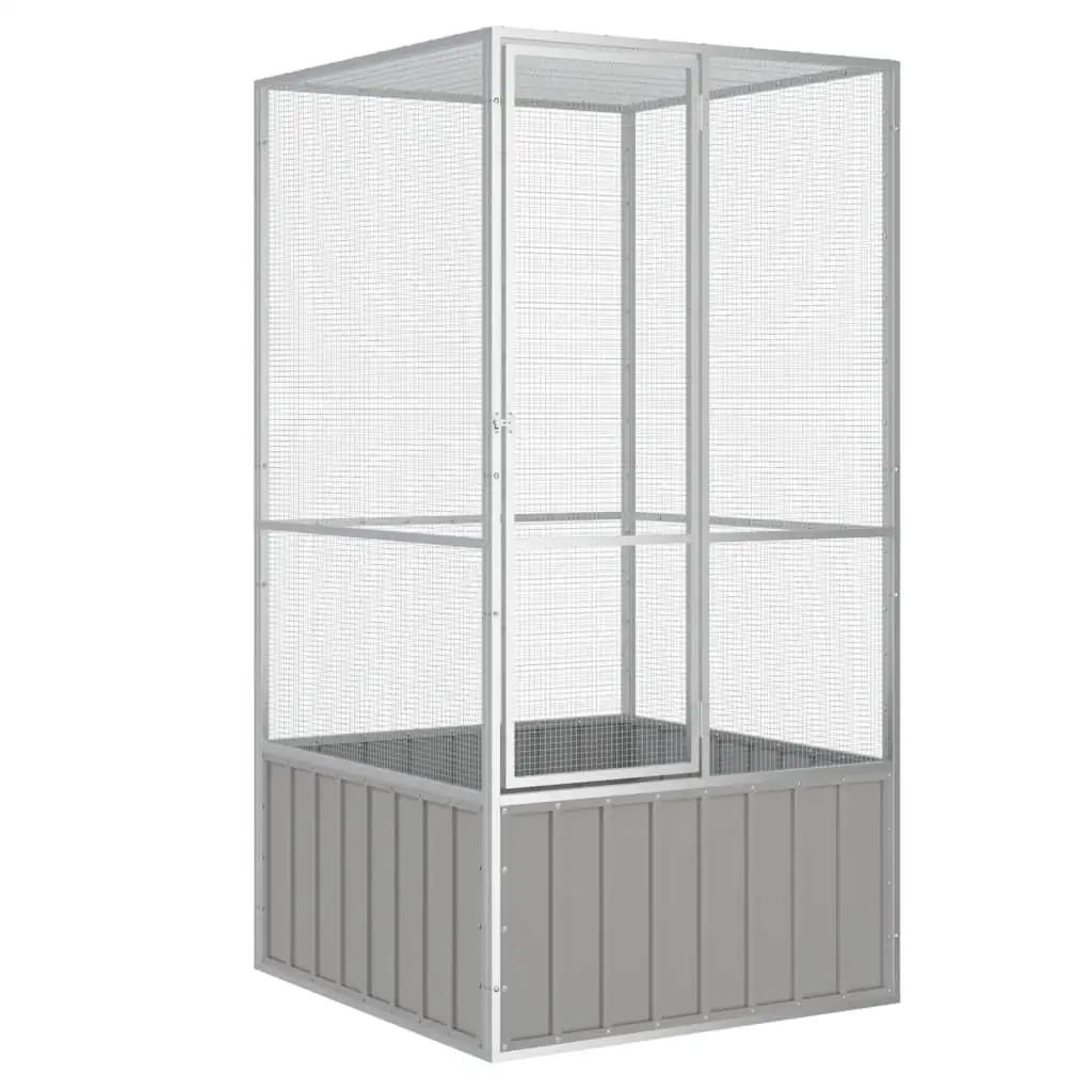 Gray Galvanized Steel Bird Cage 43.7x42.1x83.3 cm - Durable Home for Your Feathered Friends