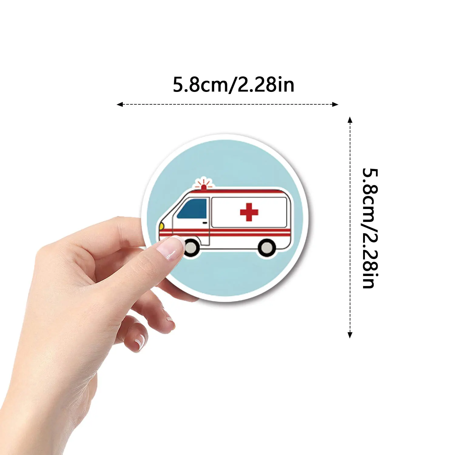 55 pezzi nuovo adesivo ambulanza cartone animato divertente creativo decorativo tazza d'acqua astuccio scooter bagagli moto scrivania decalcomania giocattoli