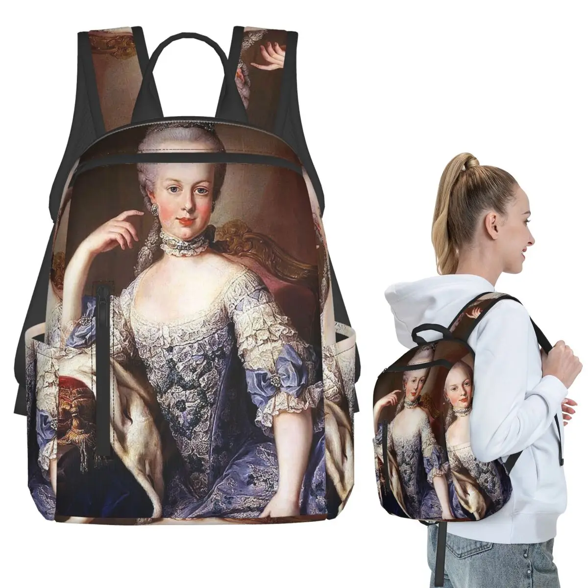 

Portrait Of Marie Antoinette Martin Va Backpack Student BookBag Children School Bag Laptop Shoulder Bags Men Women