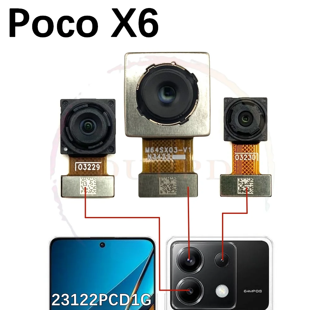 Rear Front Camera For Xiaomi Mi Poco X6 Pro X6Pro Backside Facing Frontal Selfie Back Camera Module Replacement Parts