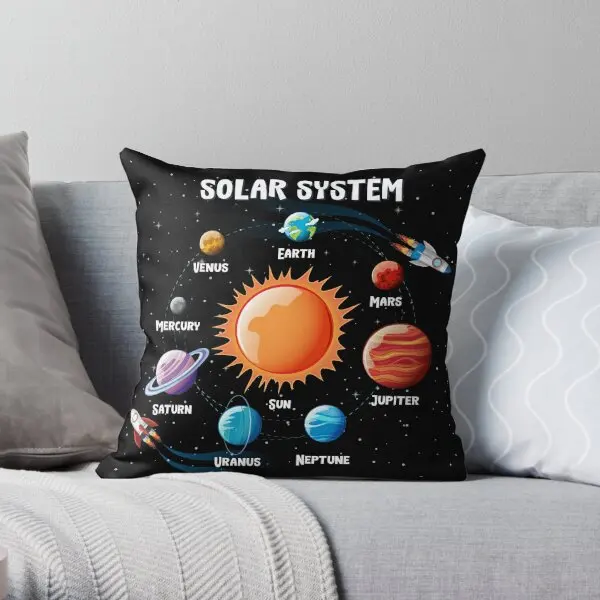 Solar System Planets Infographics  Printing Throw Pillow Cover Sofa Comfort Car Waist Fashion Home Pillows not include One Side