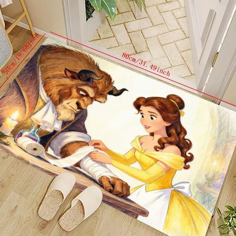 

1 шт. Disney Beauty and the Beast Belle & Beast Аниме Мультяшный напольный коврик, мягкий нескользящий моющийся коврик для детской спальни Living R