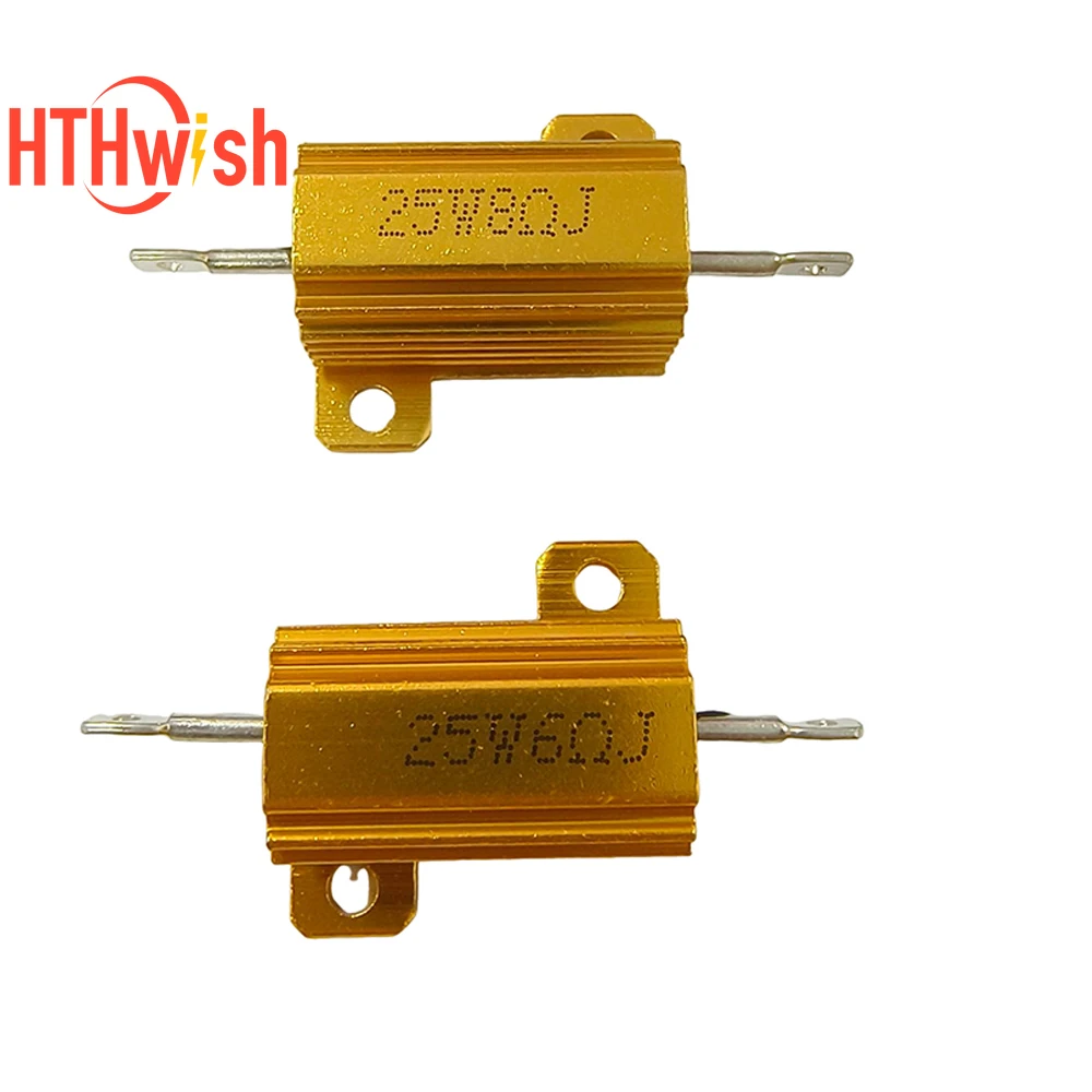 2PCS 10W 25W 50W 100W โลหะกรณีตัวต้านทานแบบลวดพัน 0.1 ~ 1K ohm อลูมิเนียม Power ความต้านทานโหลดตัวต้านทาน 0.1ohm 3ohm 50ohm