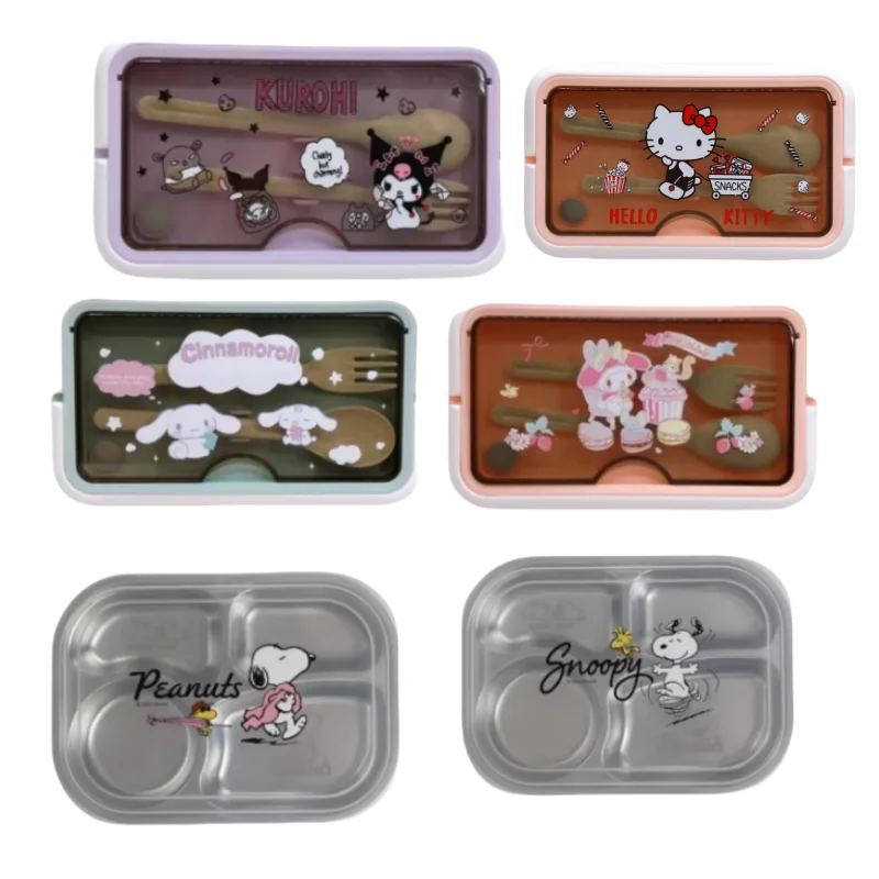 MINISO Snoopy Divide The Lunch Box Student Plates Picnic Portable Insulated Bucket Travel Storage Bowl Holiday Gifts Perimeter