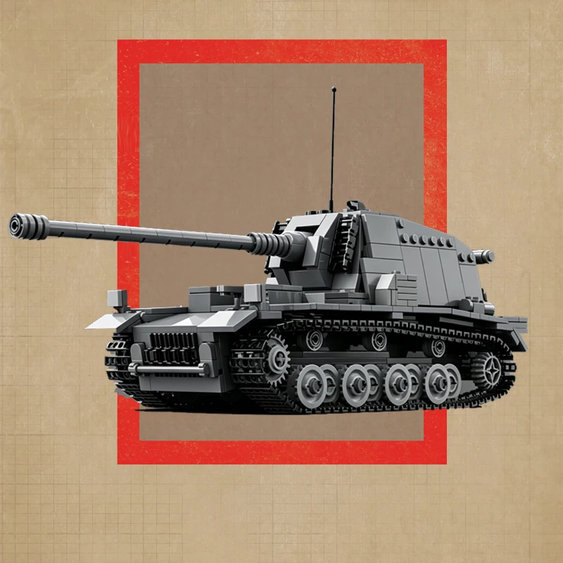 Military Heavy Tank Destroyer Model MOC Building Bricks War Equipment Style Modular Technology Gifts Holiday Assemble Toys Suit
