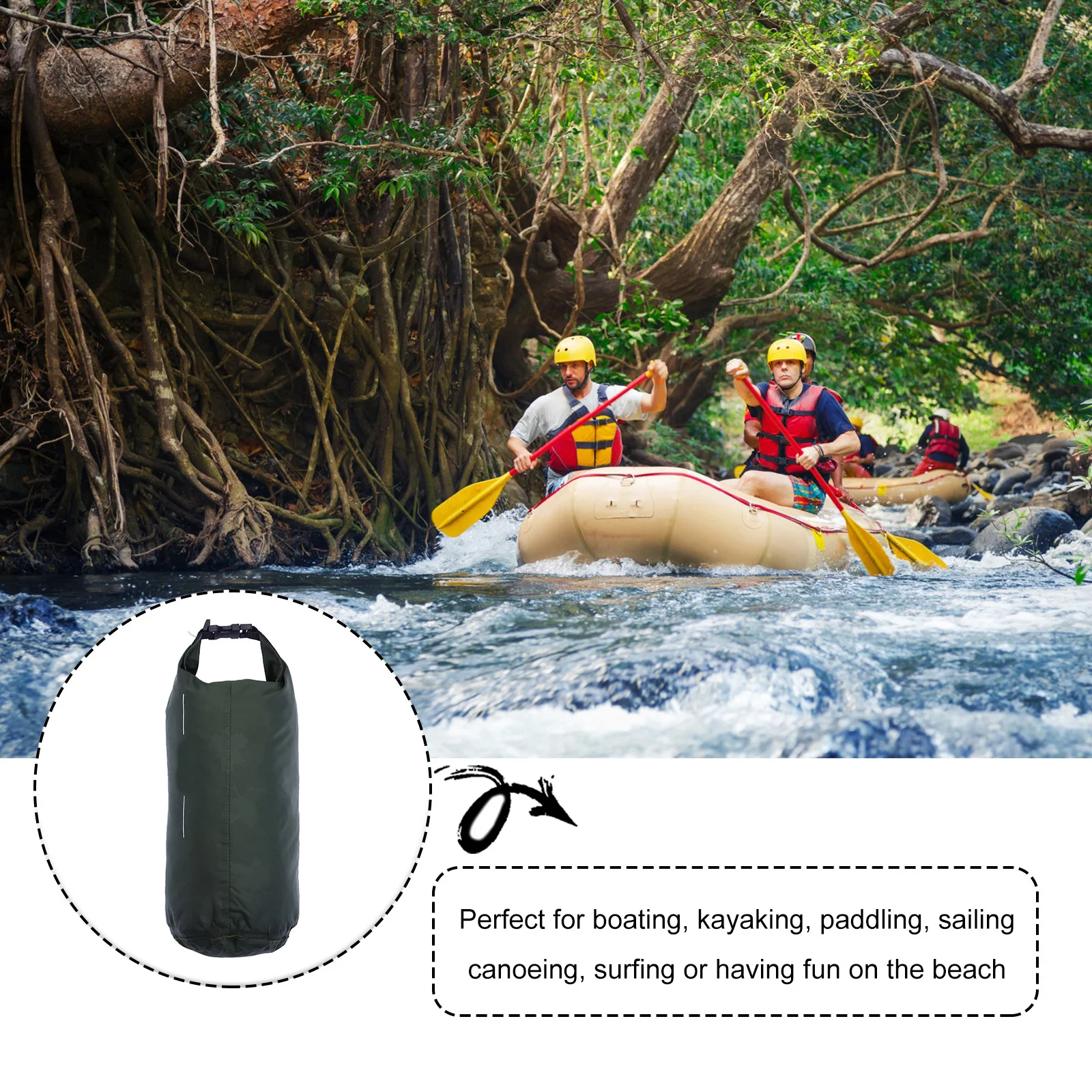 8L حقيبة سباحة مقاومة للماء كيس تخزين قابل للطي لقوارب الكاياك شاطئ تجمع الغوص الرياضة في الهواء الطلق الصيد التخييم والعتاد المياه #3