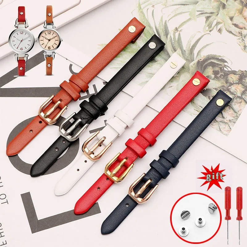 Модный ремешок для часов из натуральной кожи для ископаемых ES4340 ES4119 ES4000 3745 3861 4026 Женский браслет Ремешок на запястье 8 мм с винтом Модный ремешок для часов из натуральной кожи для ископаемых ES4340 ES4119 ES4000 3745 3861 4026 Женский браслет Ремешок на запястье 8 мм с винтом