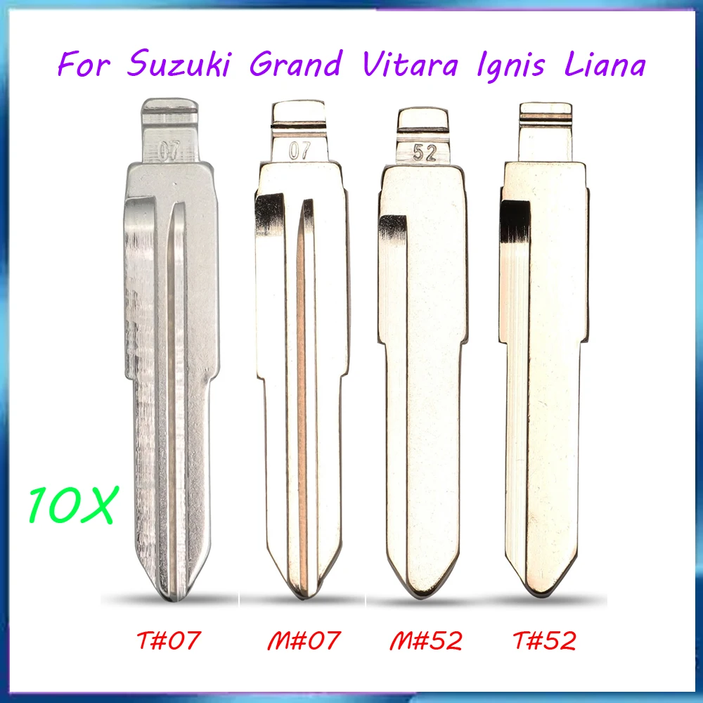 jingyuqin New 10pcs no.52 no.7 Car Key Ucut Blade #7 #52 For Suzuki Grand Vitara Ignis Liana Samurai Swift Sx4 S-Cross