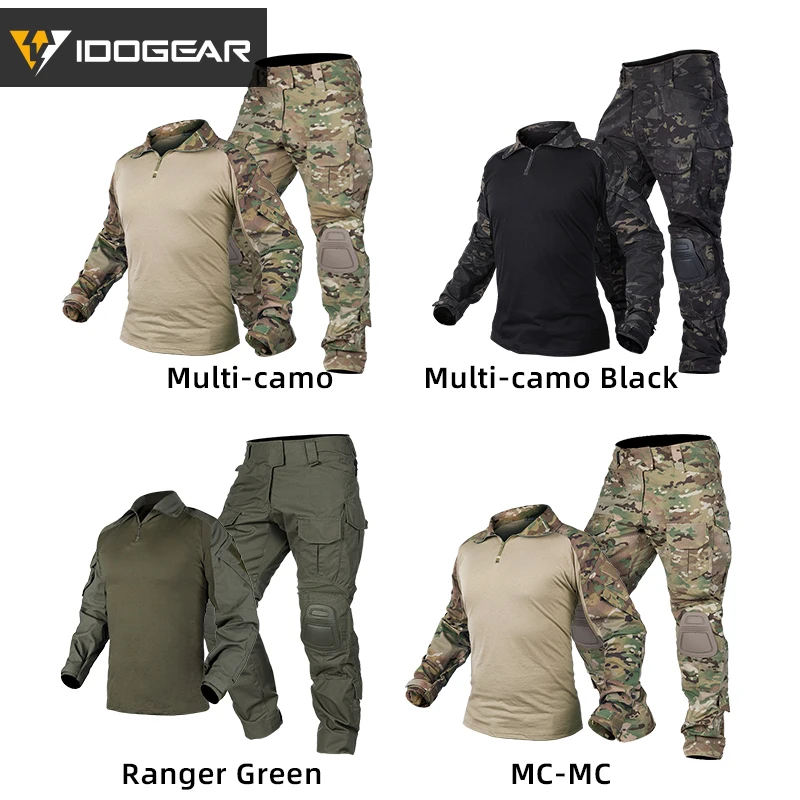 IDOGEAR Tactical G3 Combat Suit Shirt & Pants Knee Pads Update Ver Camo Combat Uniform 3004