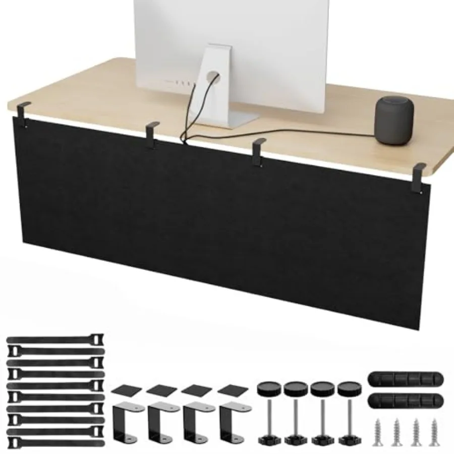 

Панель для организации кабелей и защиты от посторонних глаз под столом без сверления, 2-в-1, с органайзером для проводов, войлочная накладка для стола с регулируемой высотой