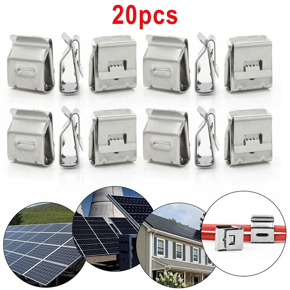 

20/30/50/100Pcs Photovoltaic Cable Clamp Edge Clip Solar PV Cable Value Cable Tie Stainless Steel Solar Power Parts