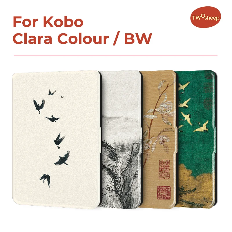 Twosheep For Kobo Clara Colour BW Protective cover 6-inch Auto Sleep Wake function E-book Case with painted patterns