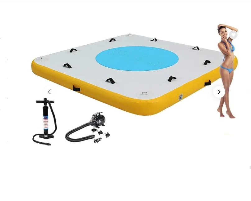 

Inflatable Floating Dock for Lakes - Large Floating Platform Swim Dock 6 Inch Thick With Electric Air Pump, Portable Inflatable