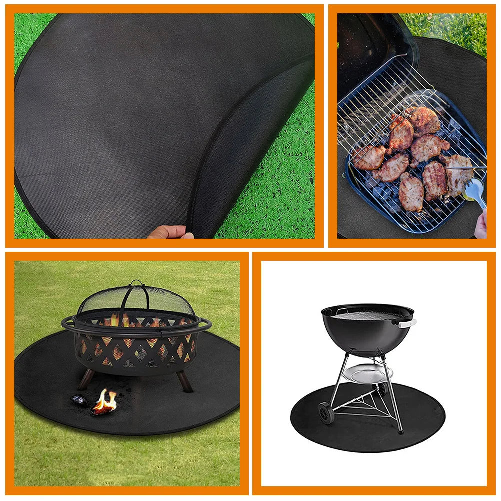 

Fireproof Silicone Fire Pit Mat Round Outdoor Grill Cushion Heat Resistant Reusable Mat for Camping Bbq Outdoor
