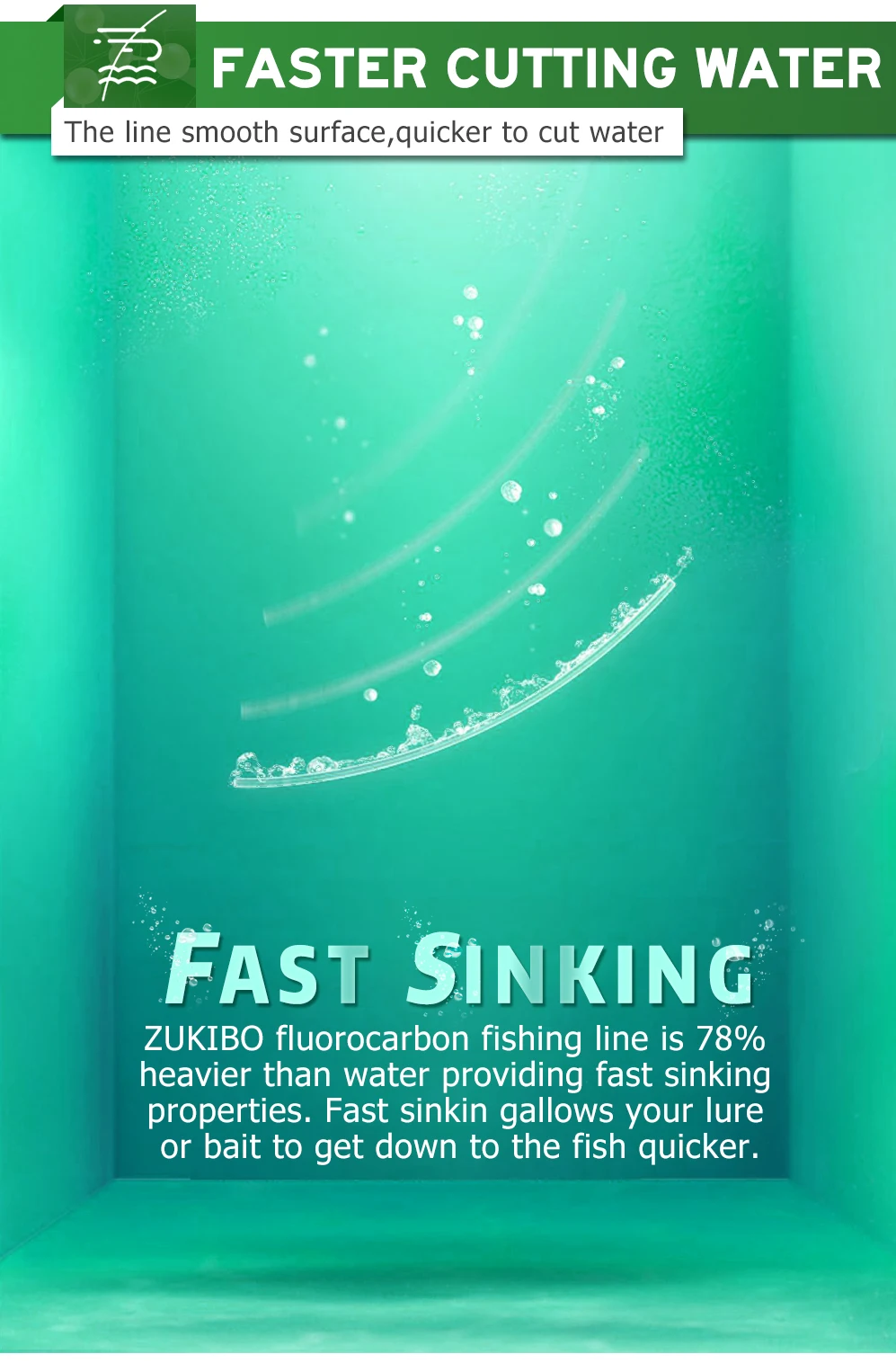 ZUKIBO Angelschnur aus 99 % Fluorkohlenstoff, japanisches Vorfachmaterial, hohe Klarheit, geringe Sichtbarkeit und Dehnung, sehr abriebfest, schnell sinkende Angelschnur, 100 m, 300 m, 500 m, 1000 m Vorfach-Hauptschnur – Detail 5