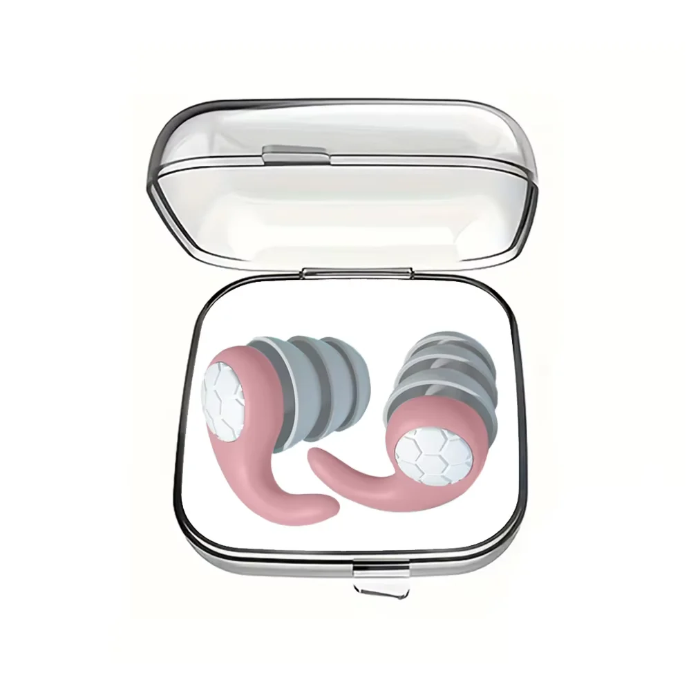 Reusable Noise Cancelling 3 Layer Ear Plugs Flexible Silicone Hearing Protection Earplug for Noise Reduction Sleep