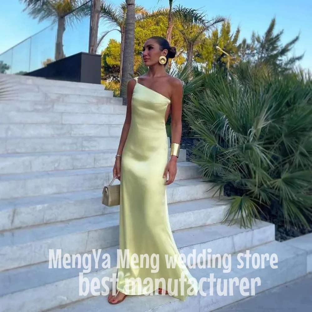 

ZHUISHU Sexy Backless Mermaid Evening Party Dresses Arabic Women One Shoulder Silk Floor Length Prom Gowns Formal Occasion Dress