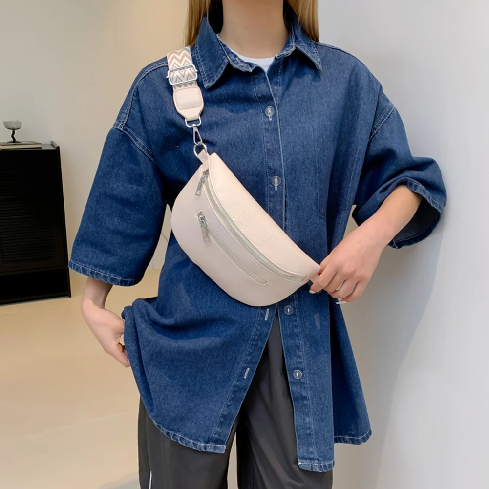 Bolsa feminina crossbody de couro PU, alça larga, bolsa de ombro feminina, bolsa de cintura de banana, designer de luxo, moda, 2024