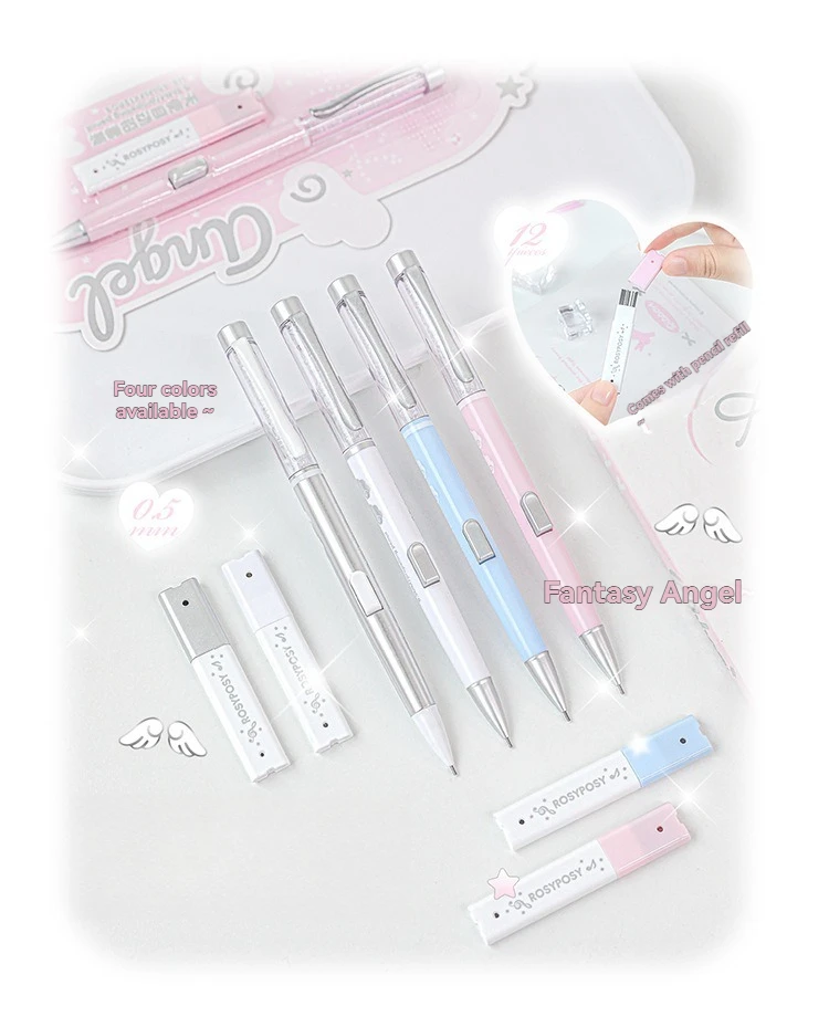 1PC Engel Automatische Mine Set Hohe Schönheit Stil Grundschüler Blei Core Set Student Spezifischen Bleistift – Detail 11