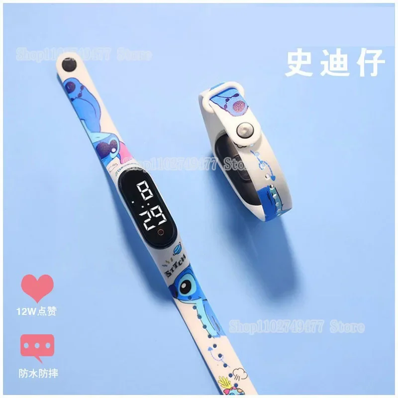 Disney Stitch electronic watches cartoon cute Hello Kitty LED white light touch waterproof student watch personality cool