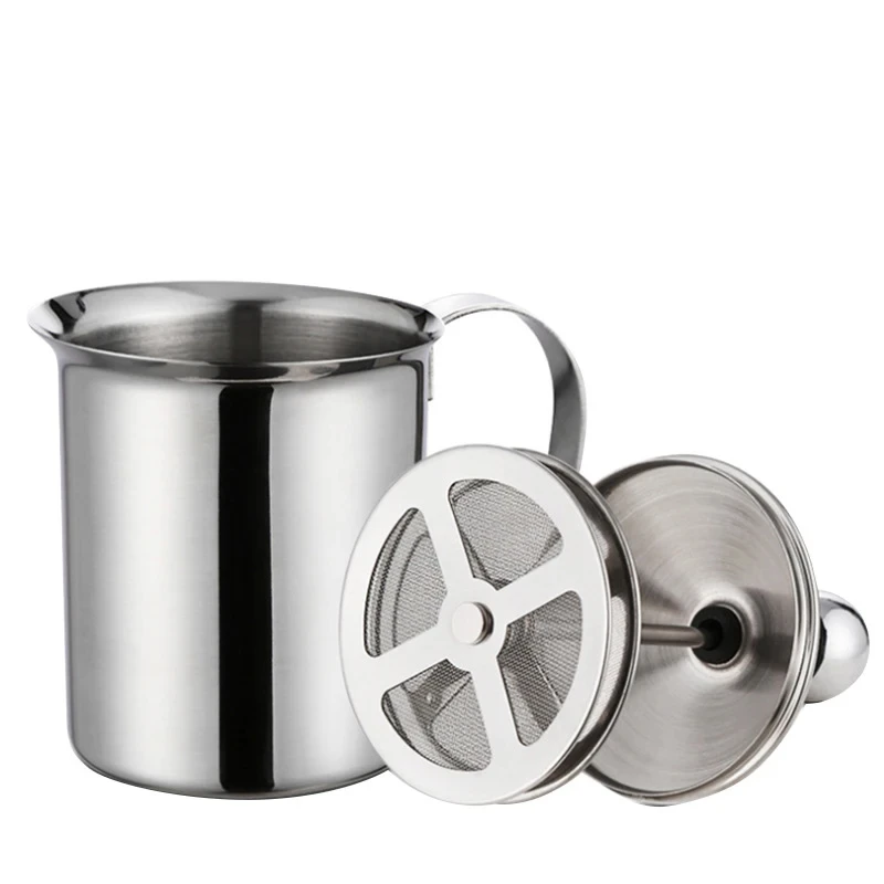 Espumador de Leche de Acero Inoxidable de 400ML, Batidor de Leche de Doble Malla, Espumador de Crema, Mezclador de Bebidas para Café y Cappuccino, Batidor de Huevos para Cocina