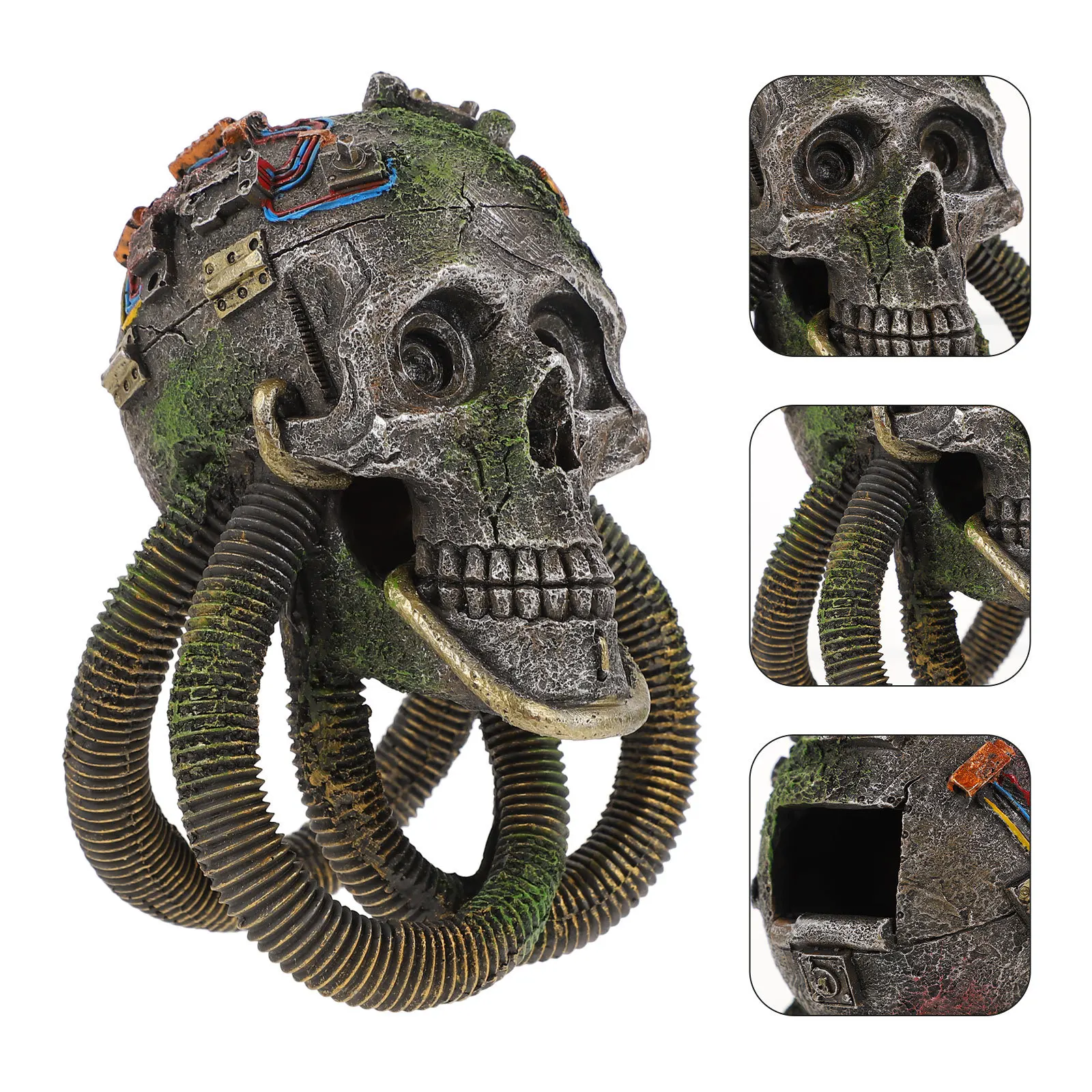 

1Pcs Fish Tank Skull Decor Resin Skull Sculpture Aquarium Ornament Realistic Aquarium Decoration Fish Hideout Accessory