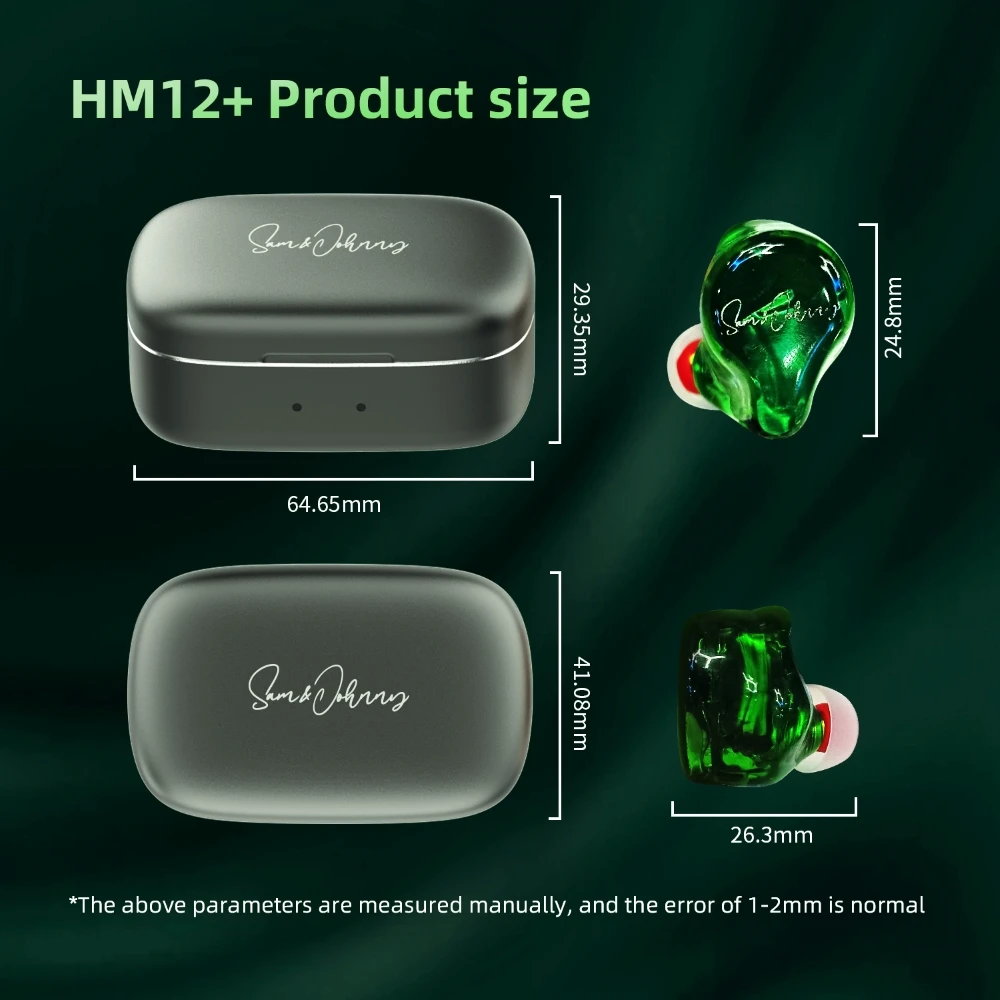 سماعة أذن Sam&Johnny HM12+ TWS 1DD+1BA+1 محرك مستو سيراميك هجين بلوتوث 5.2 كوالكوم QCC3040 سماعة أذن لاسلكية داخل الأذن