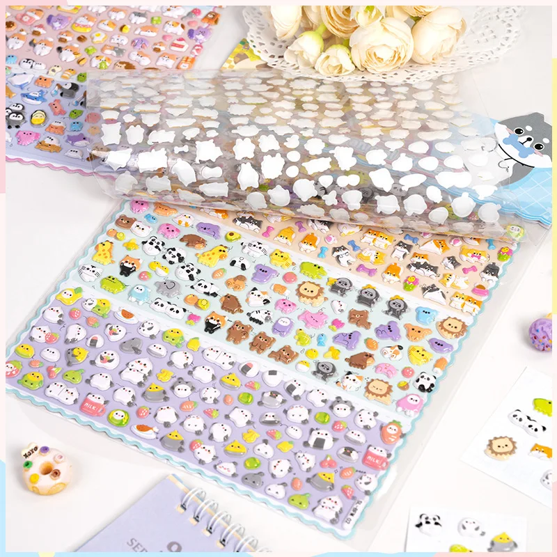 

Милые 3D-наклейки с животными, двойной слой, шесть в одном, для детского творчества, развивающие, для наград, для мобильных телефонов, декоративные, для канцелярских товаров