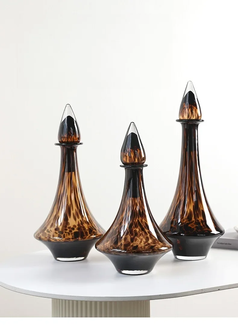 DSA retro amber glass vase home ornament flower arrangement living room ornament desktop flower utensil wholesale