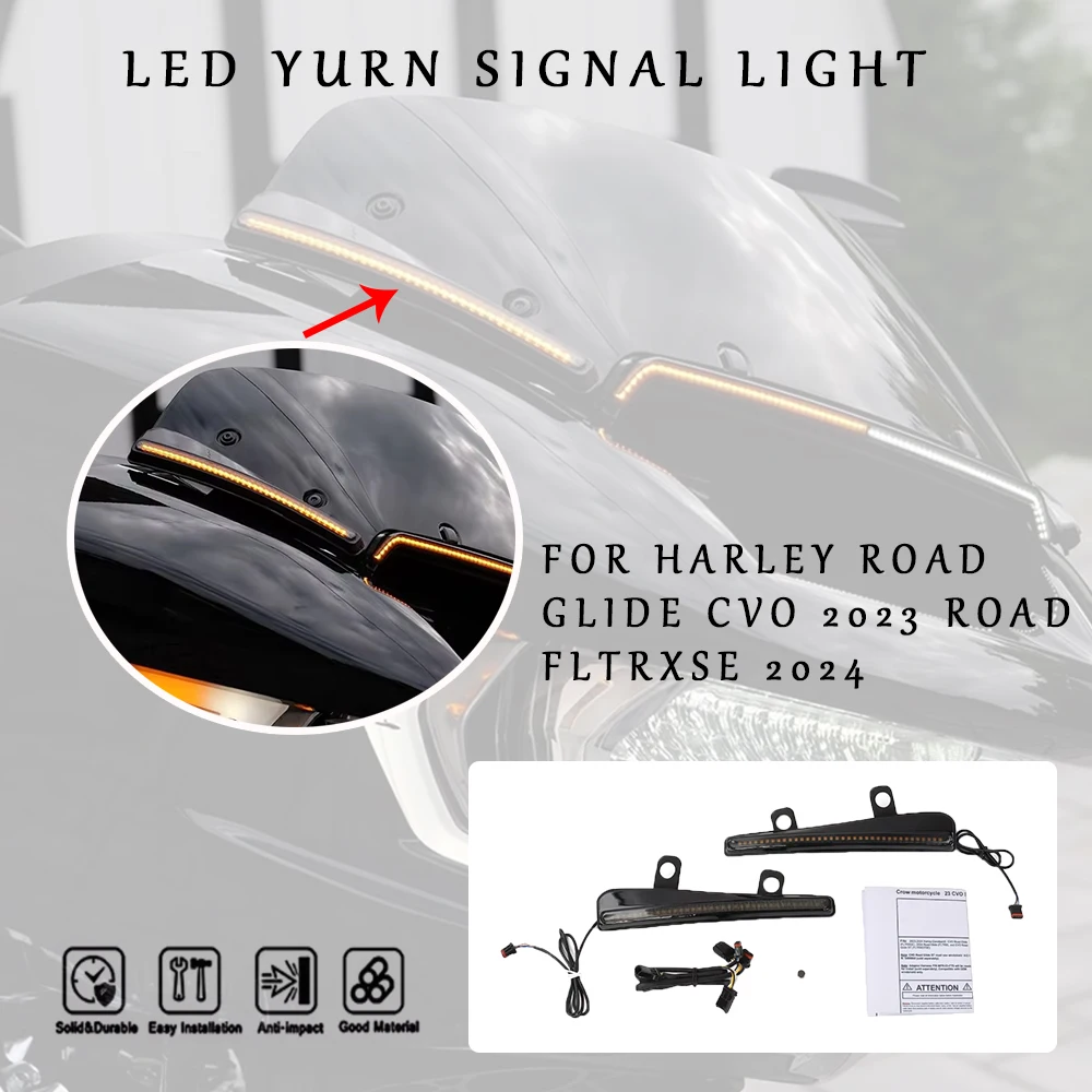 مناسبة لـ Harley Road Ranger ST CVO FLTRXSE إشارة الانعطاف LED الجديدة للزجاج الأمامي للدراجات النارية #1