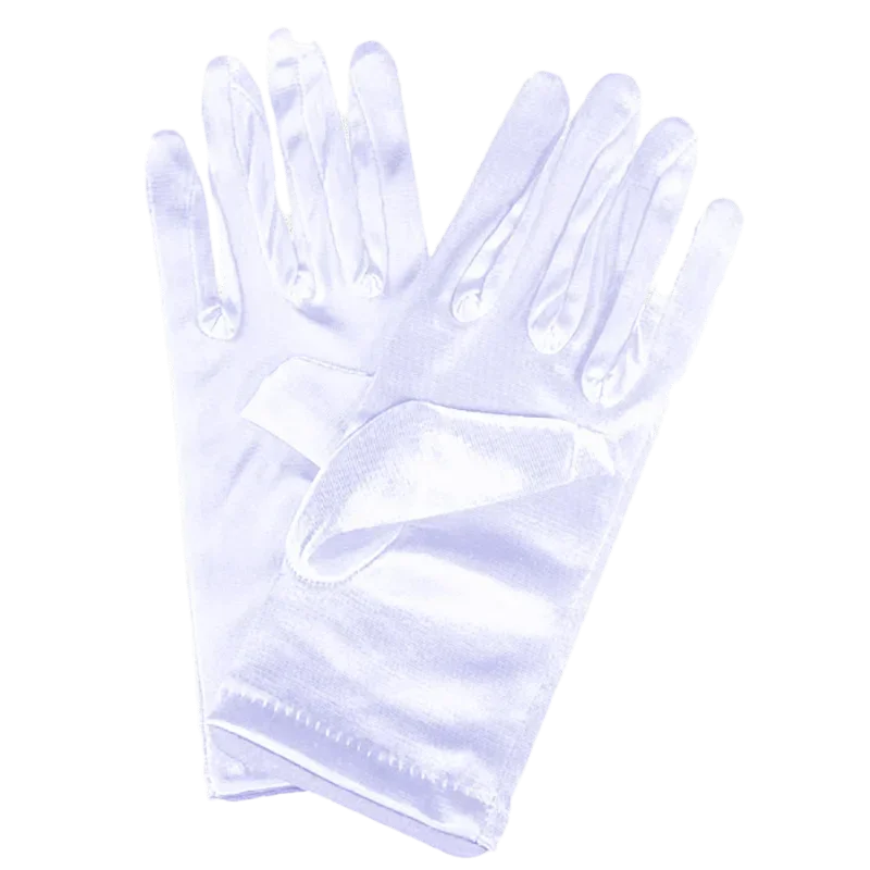 Guantes de té para fiesta nupcial, satén, dedos completos, longitud de muñeca corta, accesorios de boda