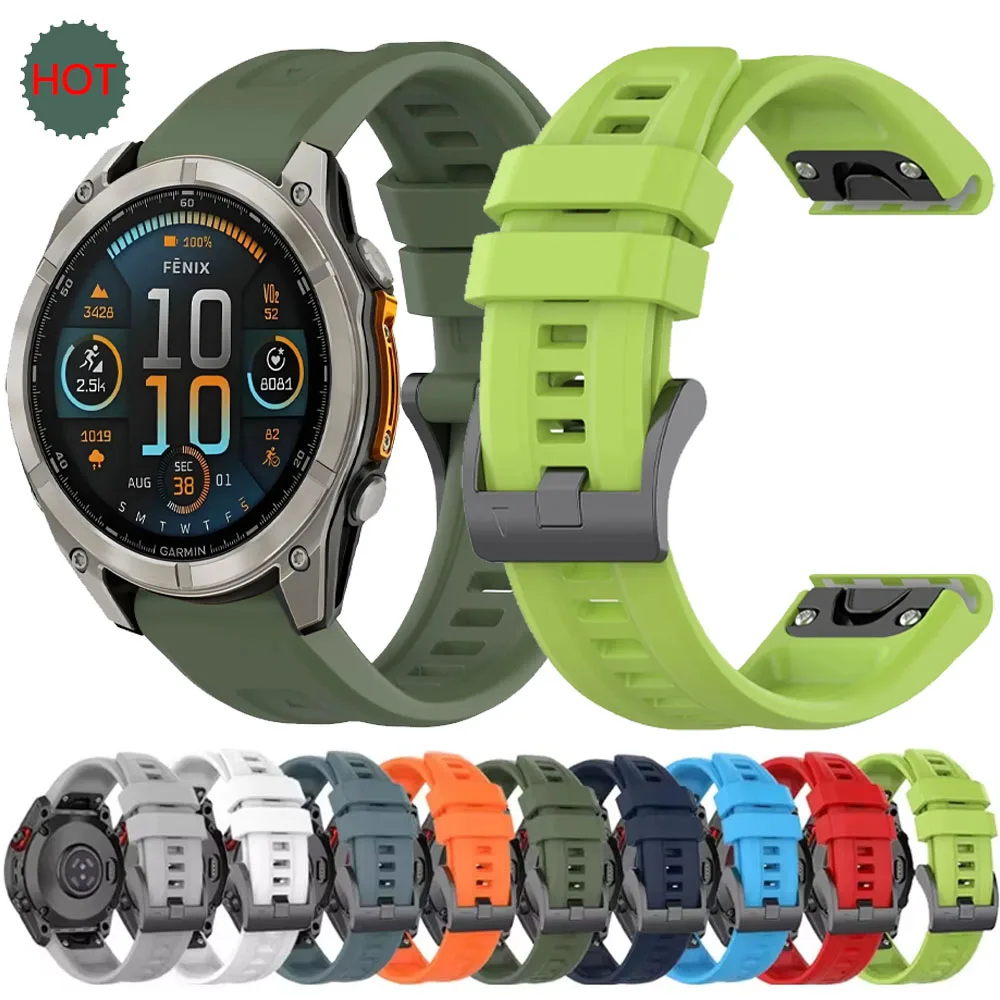 

QuickFit 22mm 26mm Sports Watch Band For Garmin Fenix 8 E Fenix8 47mm 51mm 965 955 7X 7 6X 6 Replacement Silicone Strap Bracelet