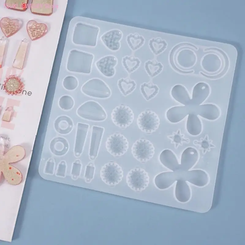 

62KE Crystal Epoxy Resin Mold DIY Keychain Earrings Danglers Pendants Silicone Mould