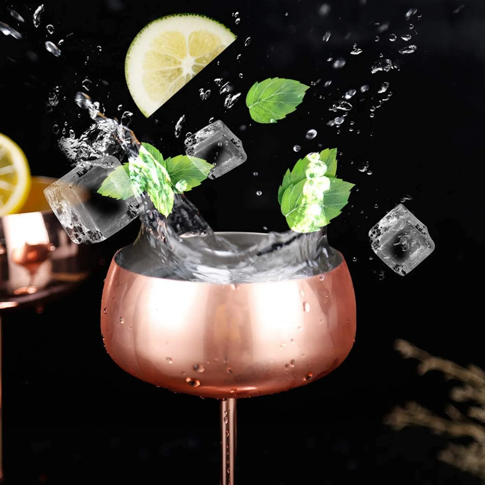 

75STO-Copper Coupe Champagne Glasses Set Of 4 Stainless Steel Vintage Martini Cocktail Glass Wine Goblet