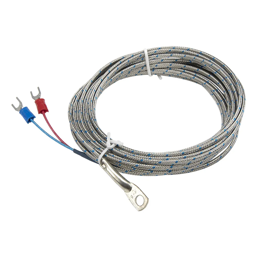 FTARR02 J type 4m multi cores metal screening cable 5mm diameter hole ring head thermocouple temperature sensor