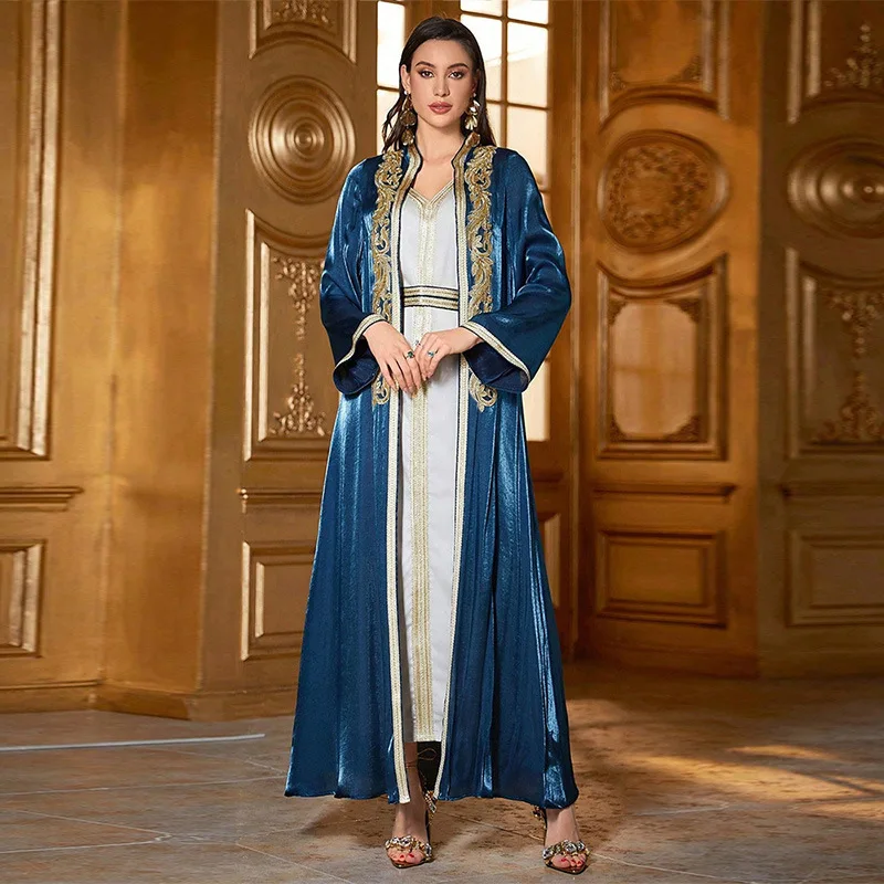 

KY796 Dubai Robe Muslim Decal Classical Style Evening Dress Two Piece Set