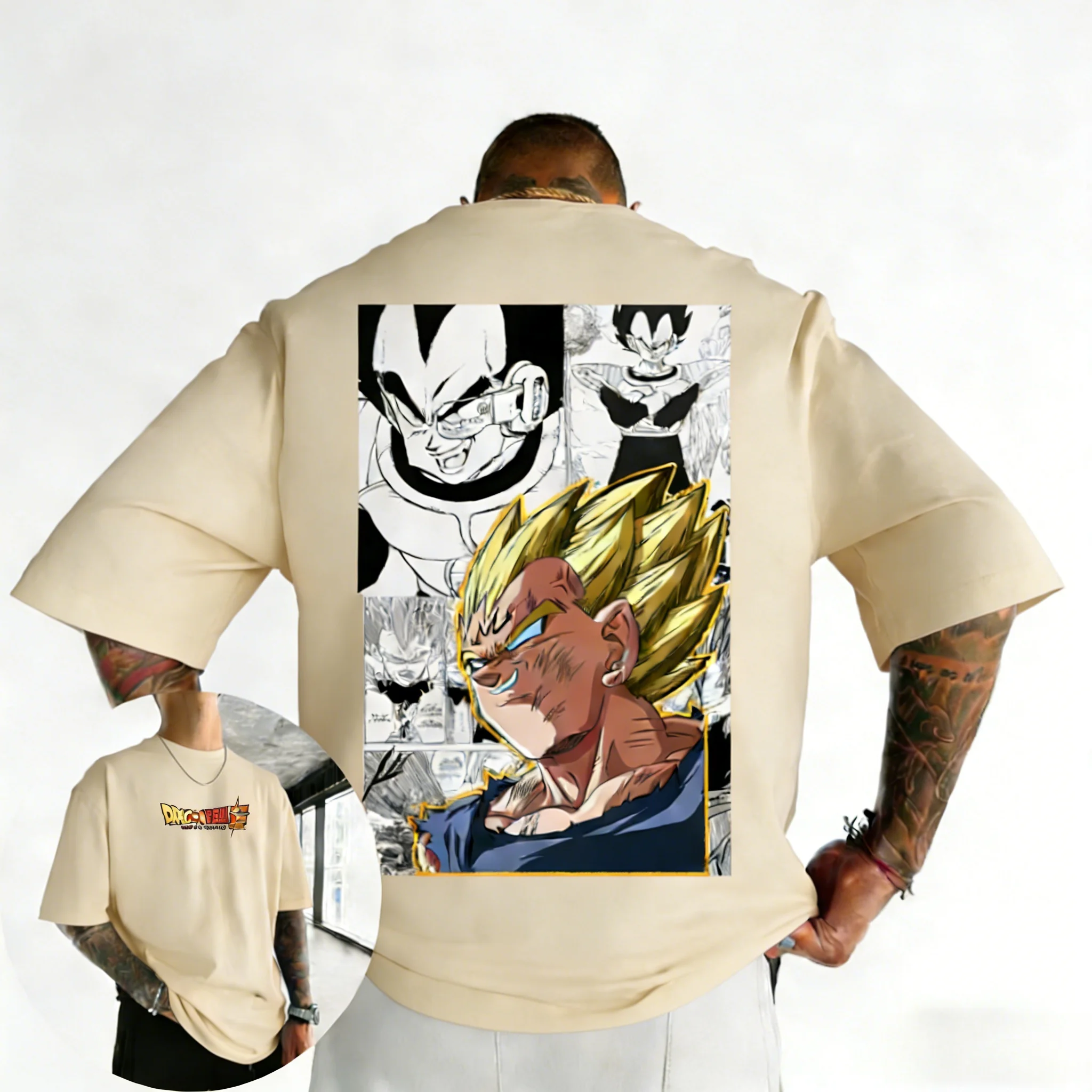 Dragon Ball Anime Baumwoll-T-Shirt 2026 Sommer Vegeta Handgezeichneter Aufdruck Herren und Damen Street Hip Hop Lässiges Kurzarm-Oberteil