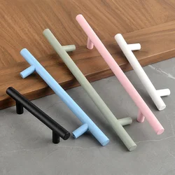 Simple Round Bar Kitchen Cabinet Door Handles Drawer Knobs and Colorful Handle for Furniture Children's Room
